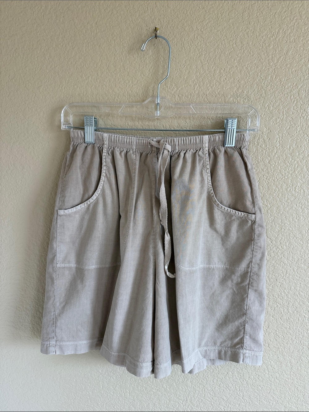 Fresh Produce Casual Drawstring Cotton Shorts in Beige